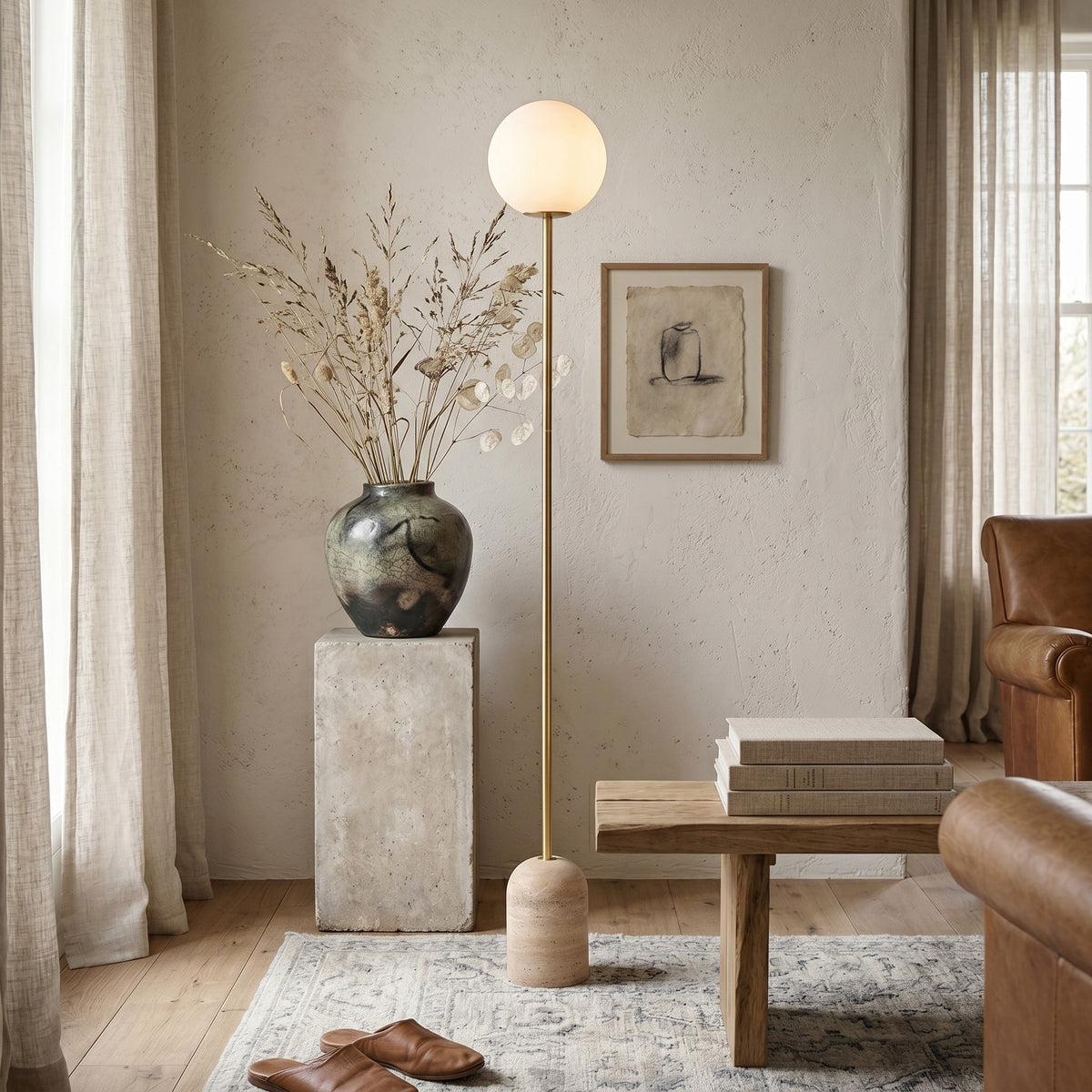 Valoia travertin vloerlamp
