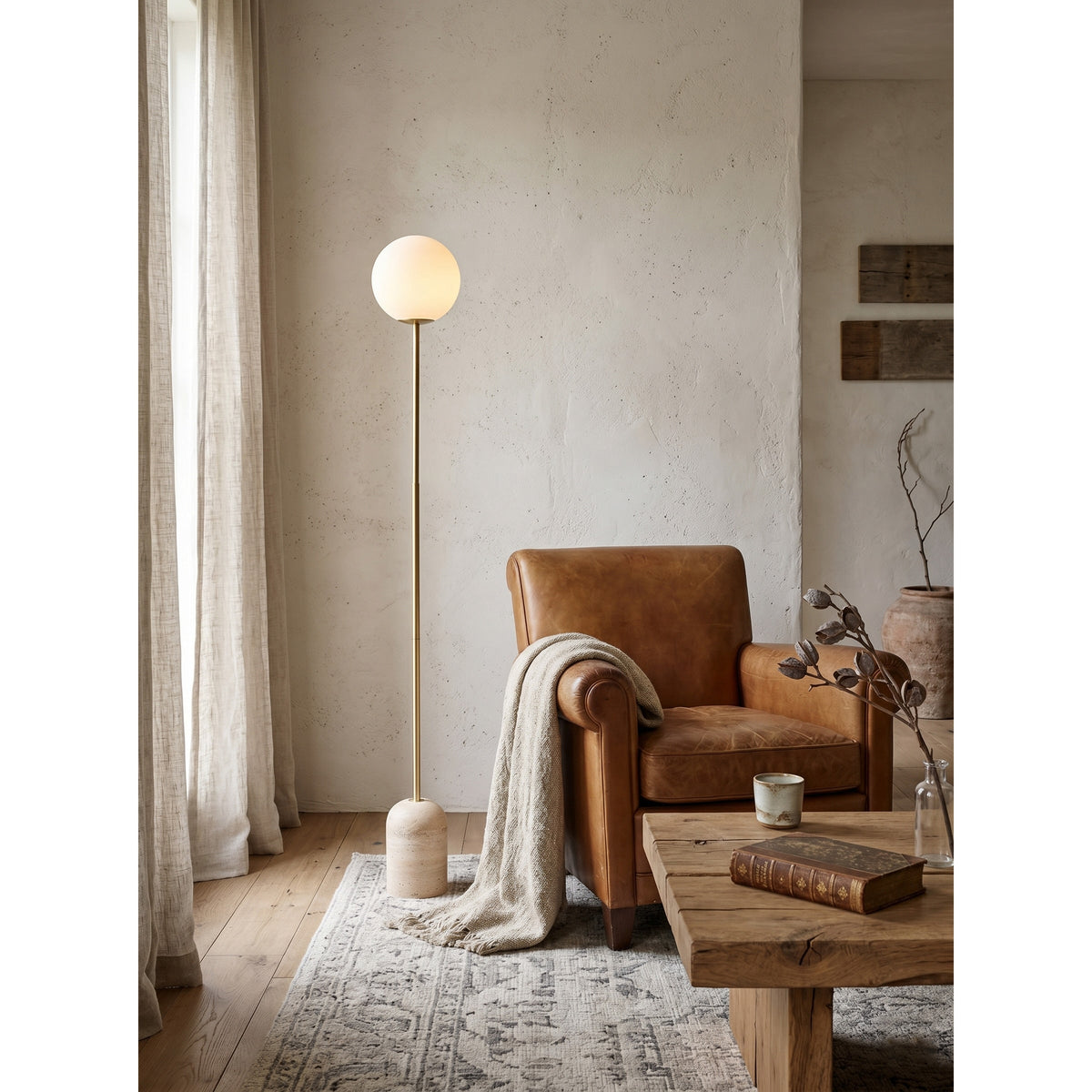 Valoia travertin vloerlamp