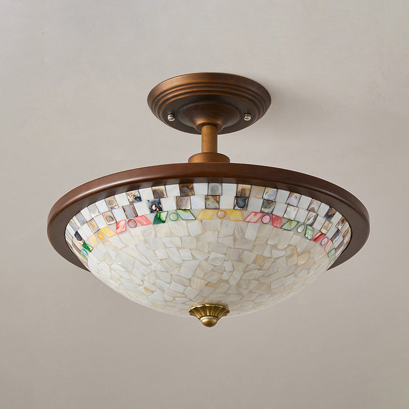 Marin vlakke plafondlamp van walnoothout