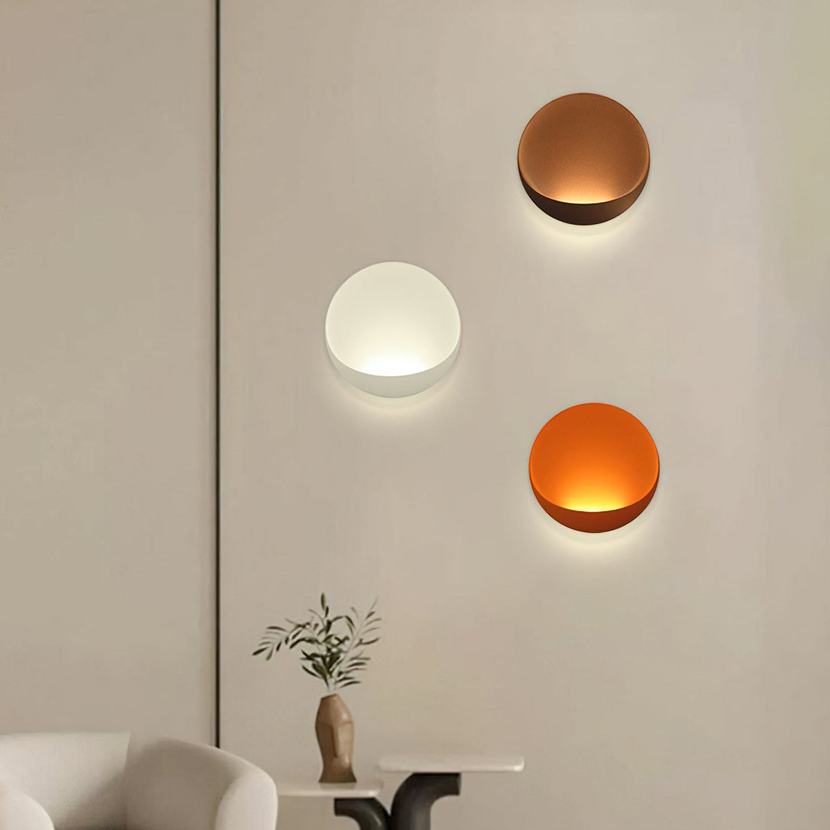 Flindt ronde wandlamp in aluminium