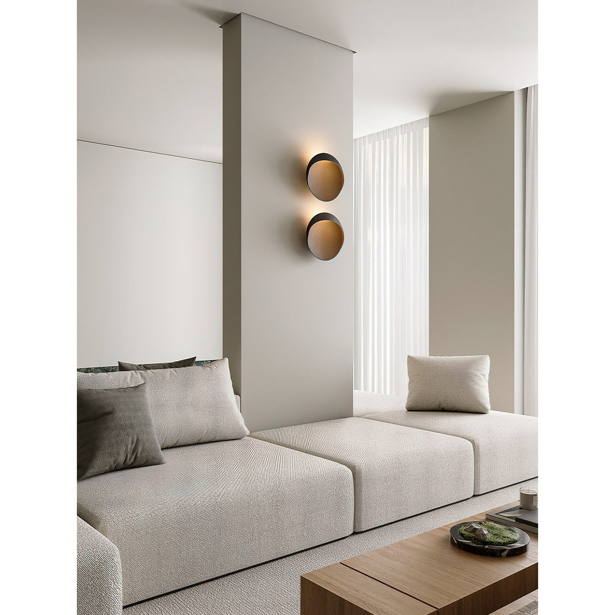 Flindt ronde wandlamp in aluminium