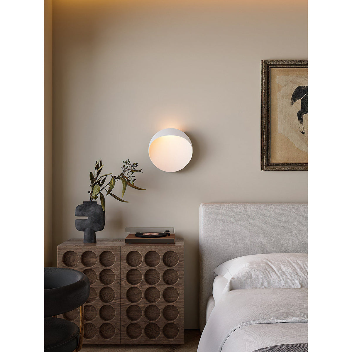 Flindt ronde wandlamp in aluminium
