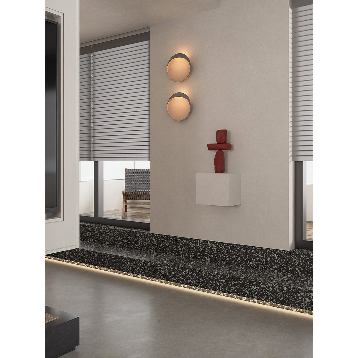 Flindt ronde wandlamp in aluminium
