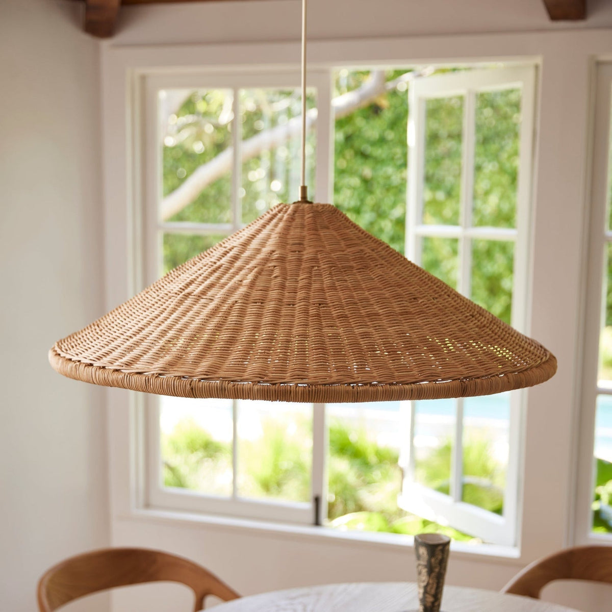 Kasbah hanglamp van rotan met conische vorm