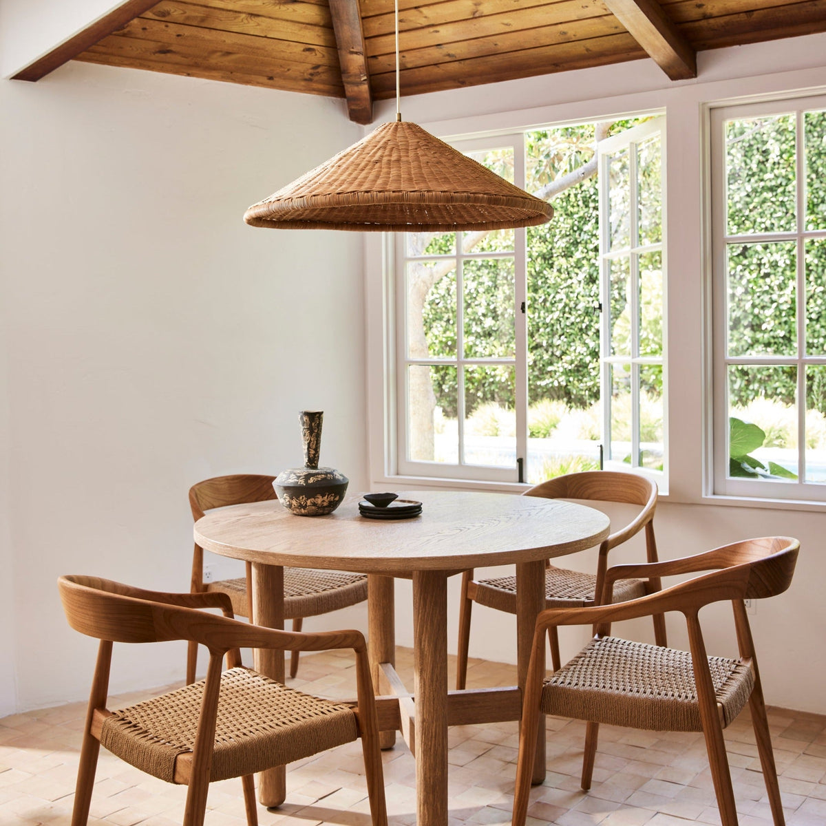 Kasbah hanglamp van rotan met conische vorm