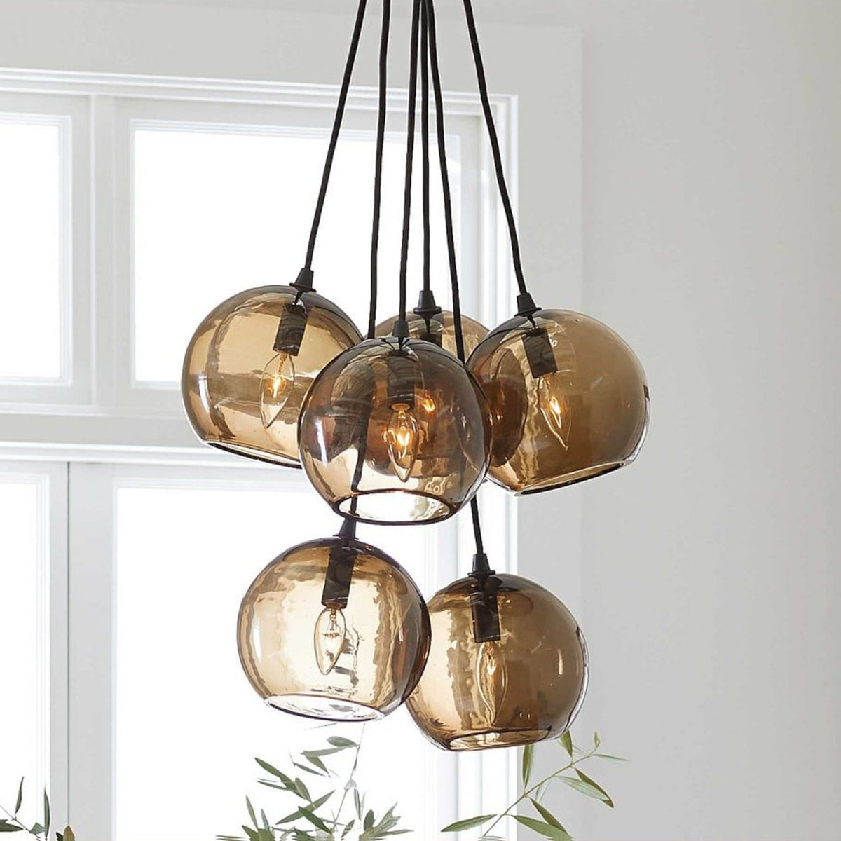 Celinette glazen hanglamp bruin