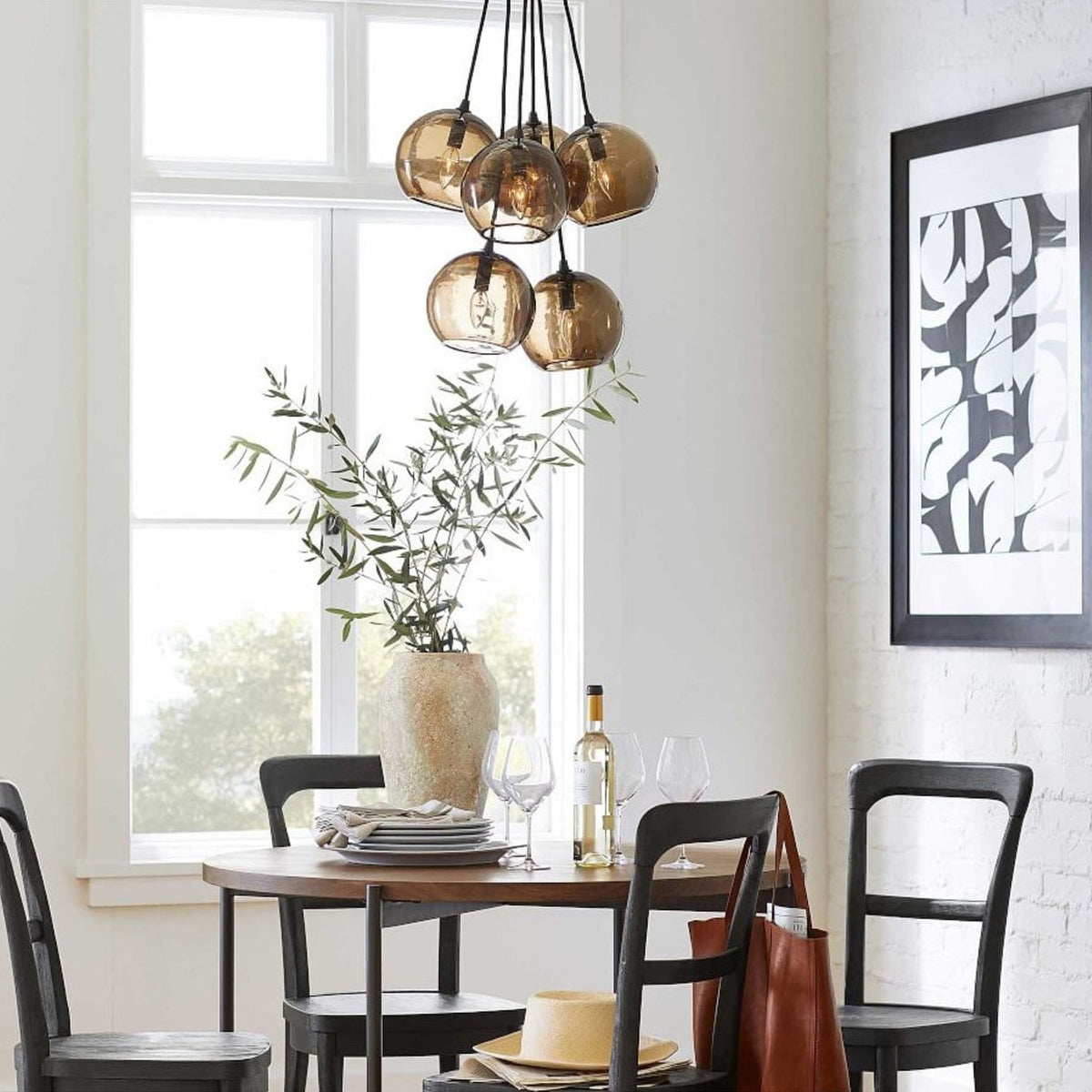 Celinette glazen hanglamp bruin