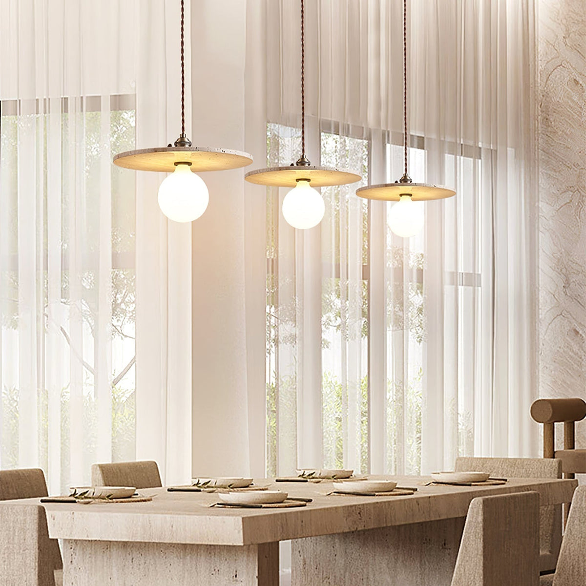 Tavaora minimalistische hanglamp van geel travertin