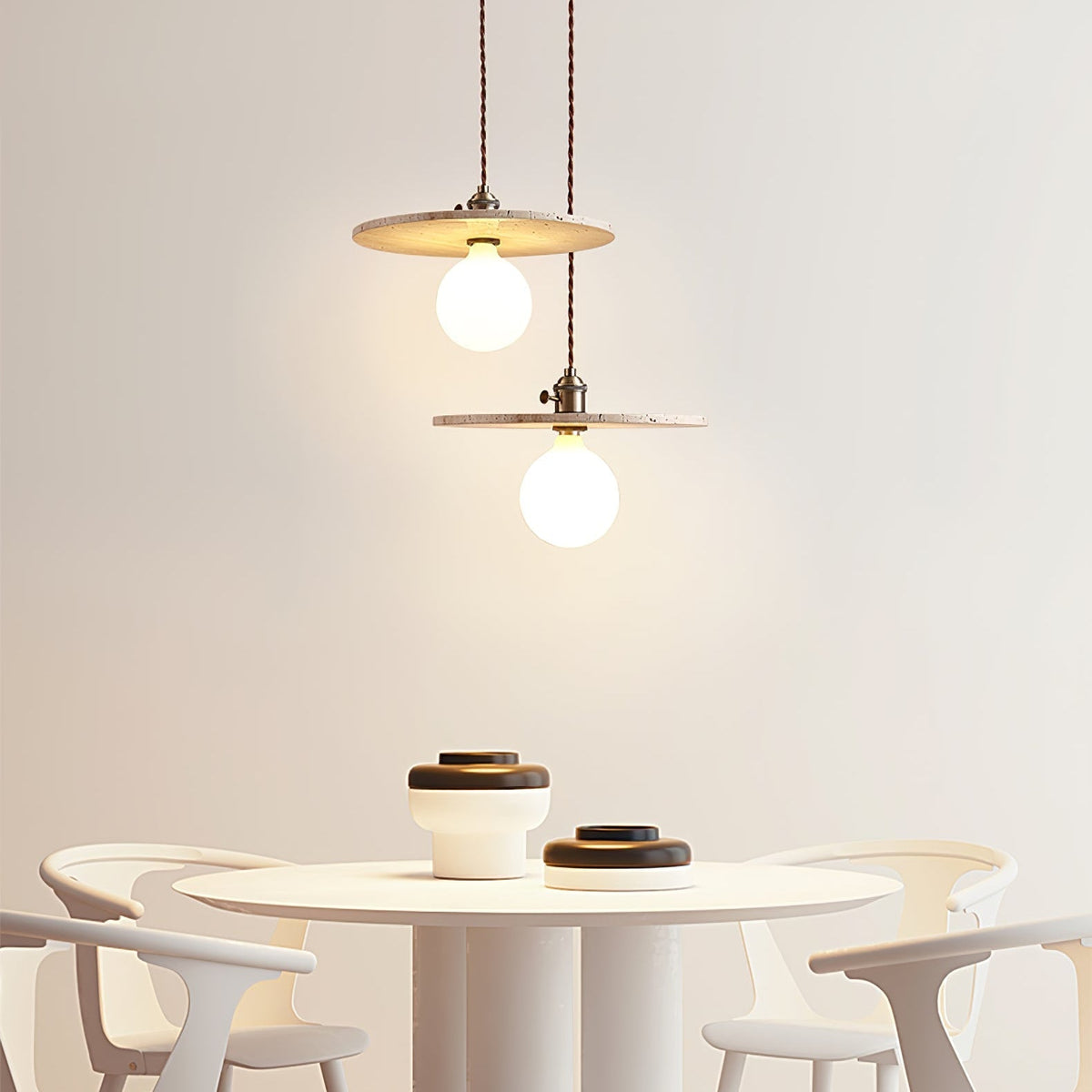 Tavaora minimalistische hanglamp van geel travertin