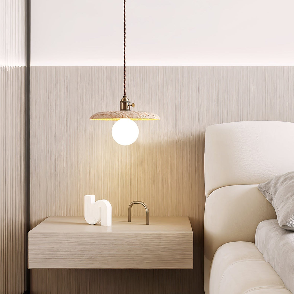 Tavaora minimalistische hanglamp van geel travertin