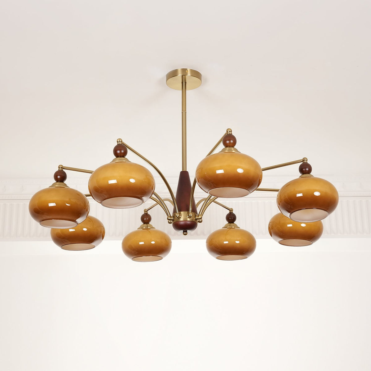Vevely Retro hanglamp van messing met gele glasbol
