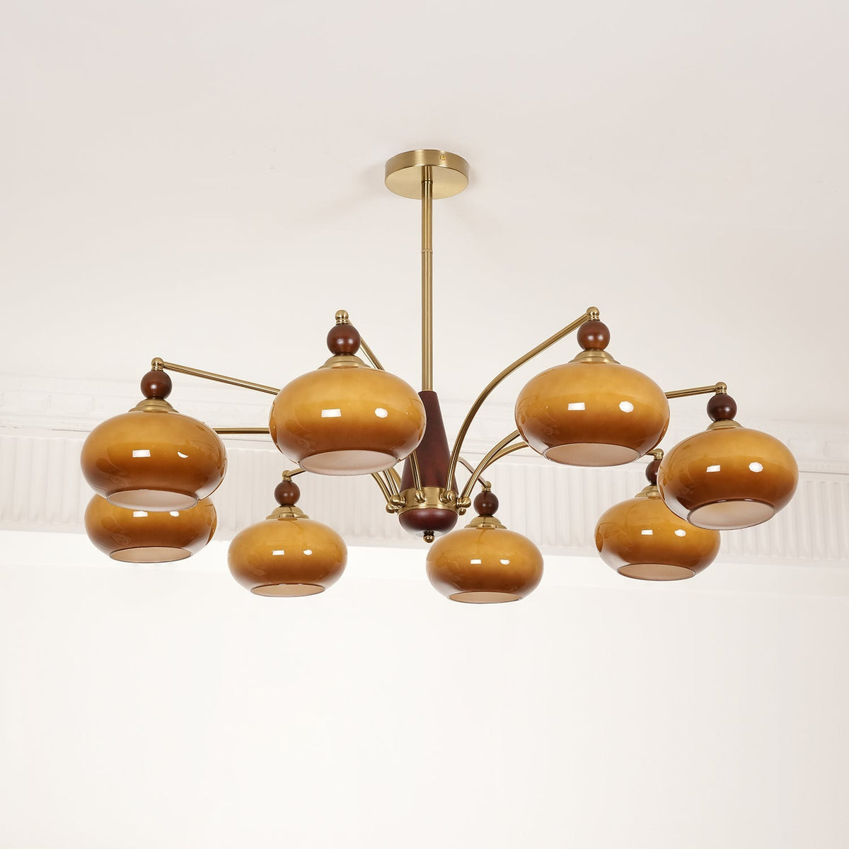 Vevely Retro hanglamp van messing met gele glasbol