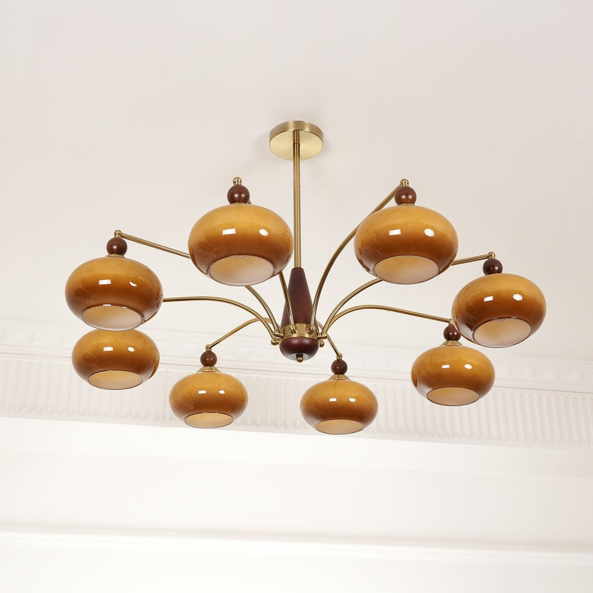 Vevely Retro hanglamp van messing met gele glasbol