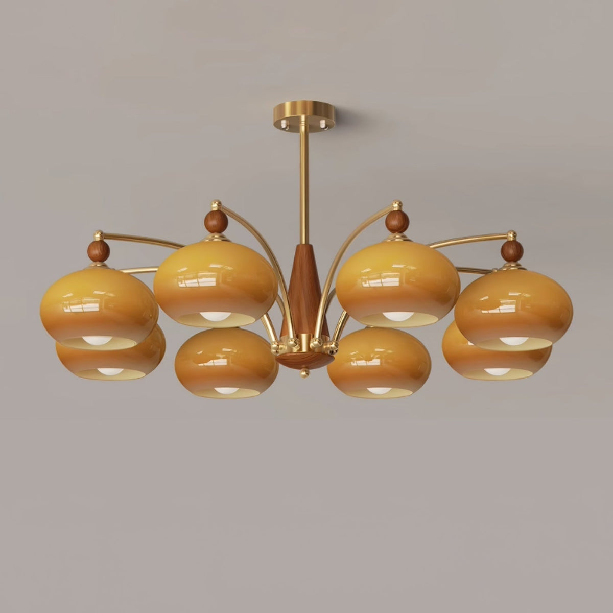 Vevely Retro hanglamp van messing met gele glasbol