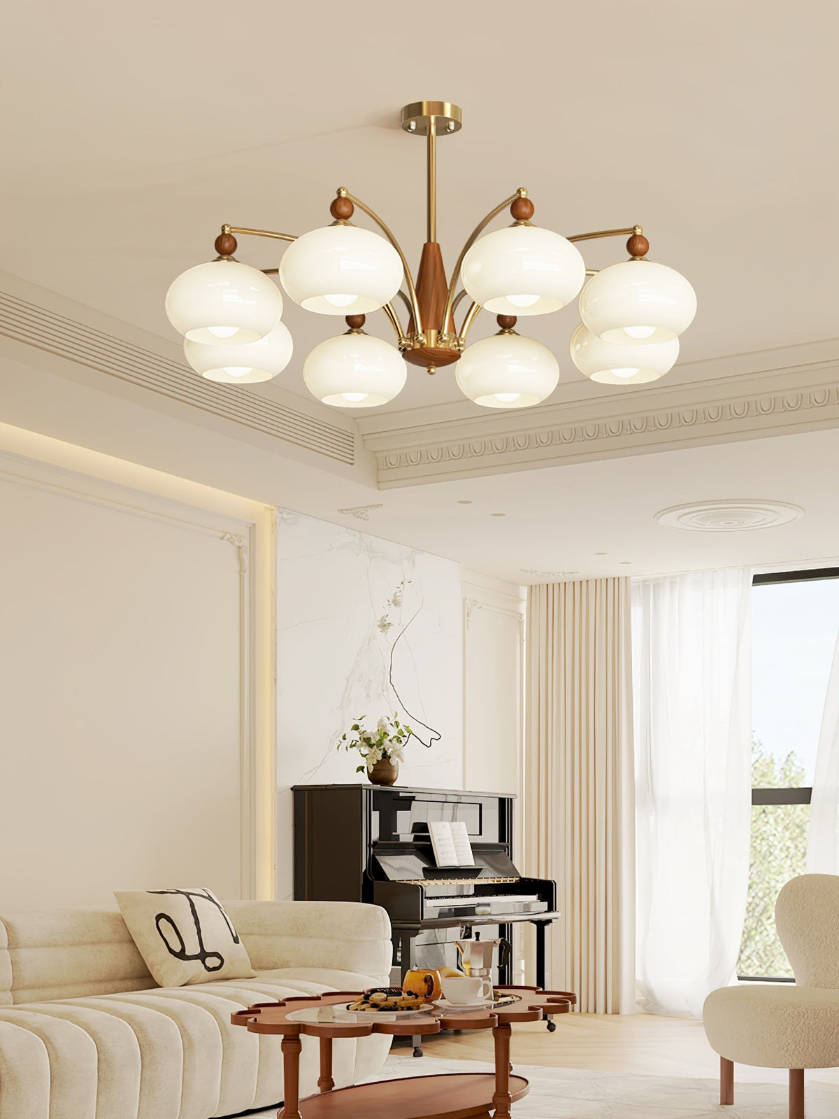Vevely Retro hanglamp van messing met gele glasbol