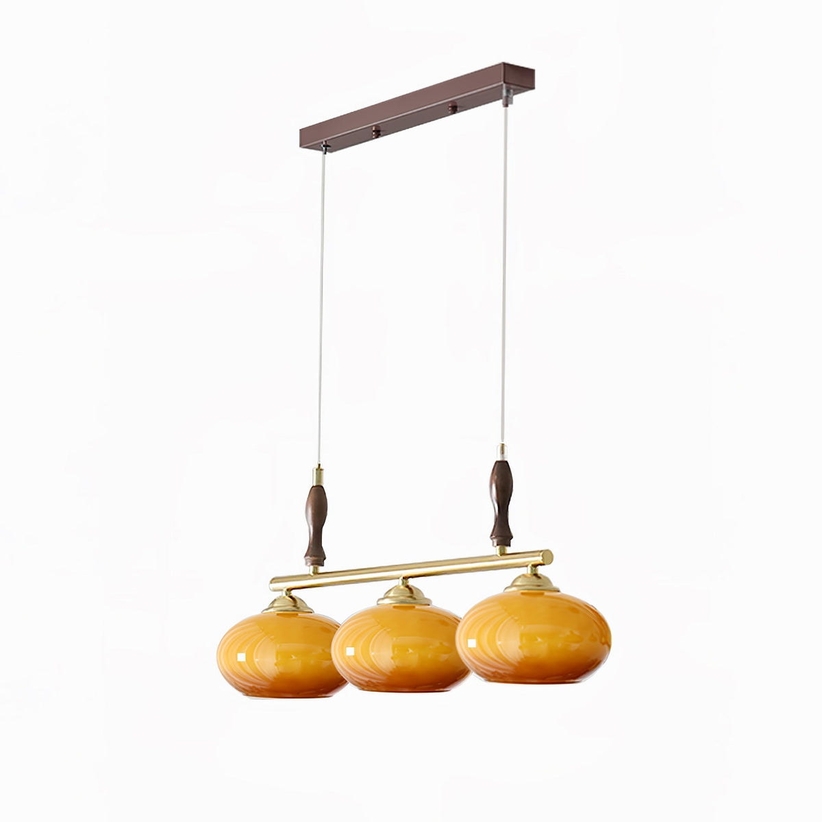 Vevely Retro hanglamp van messing met gele glasbol