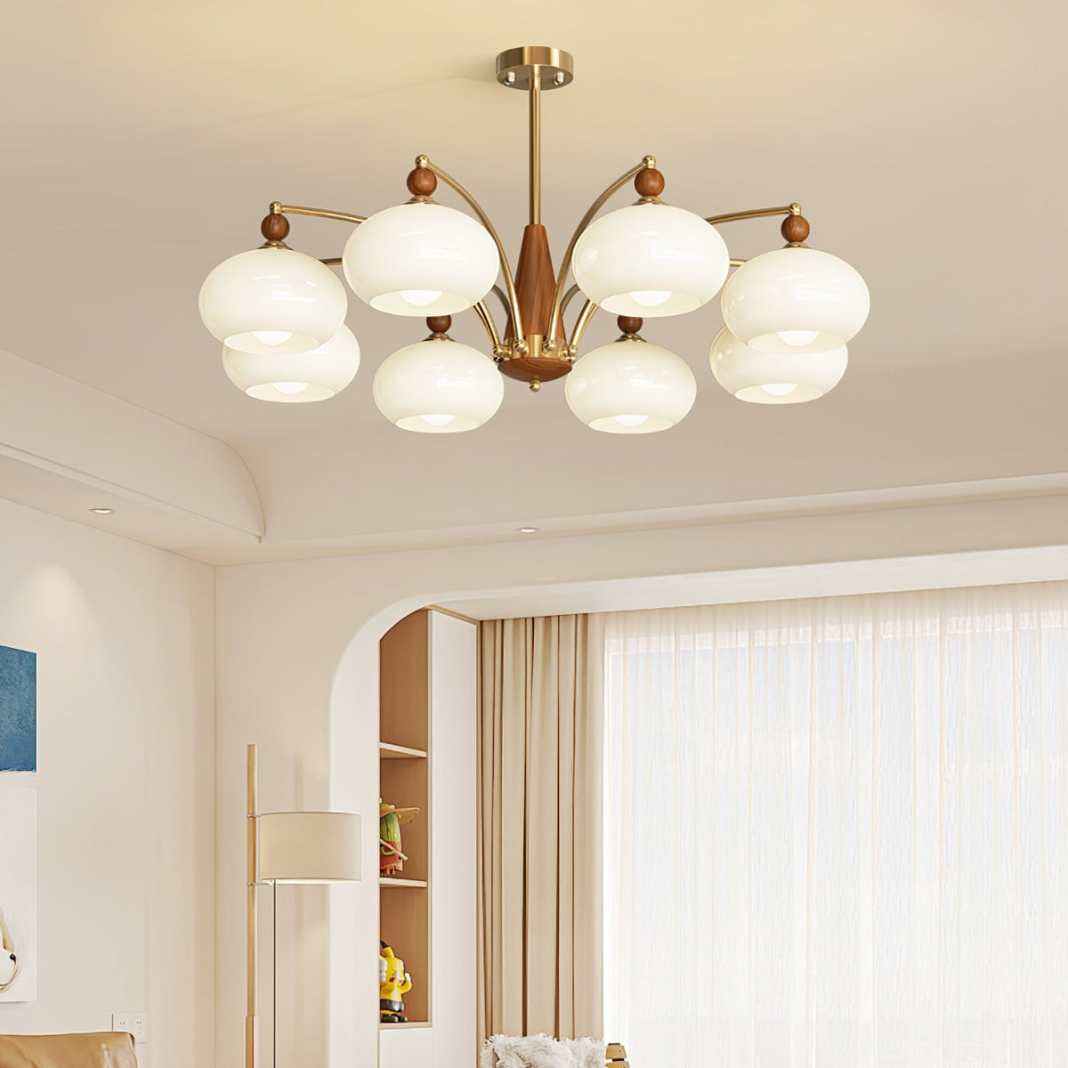 Vevely Retro hanglamp van messing met gele glasbol