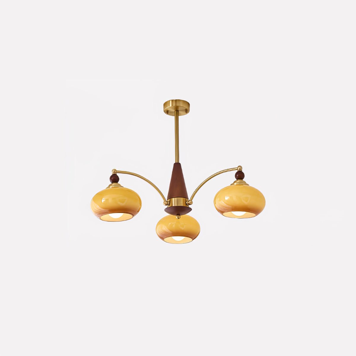 Vevely Retro hanglamp van messing met gele glasbol