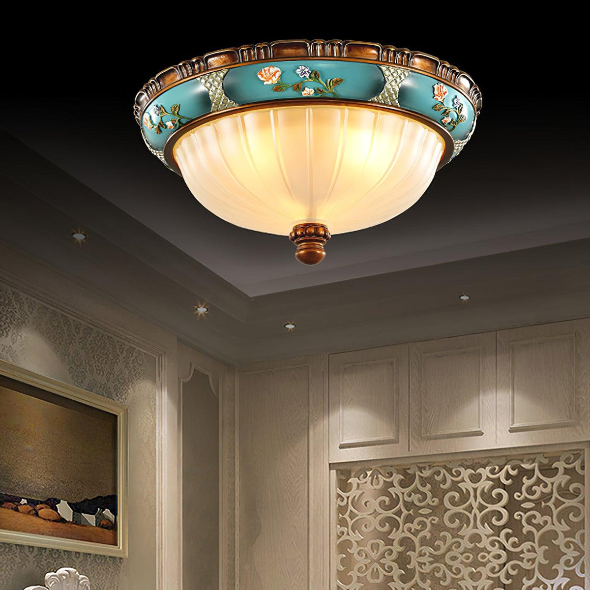 Duvall plafondlamp bloemmotief resin ingebouwd