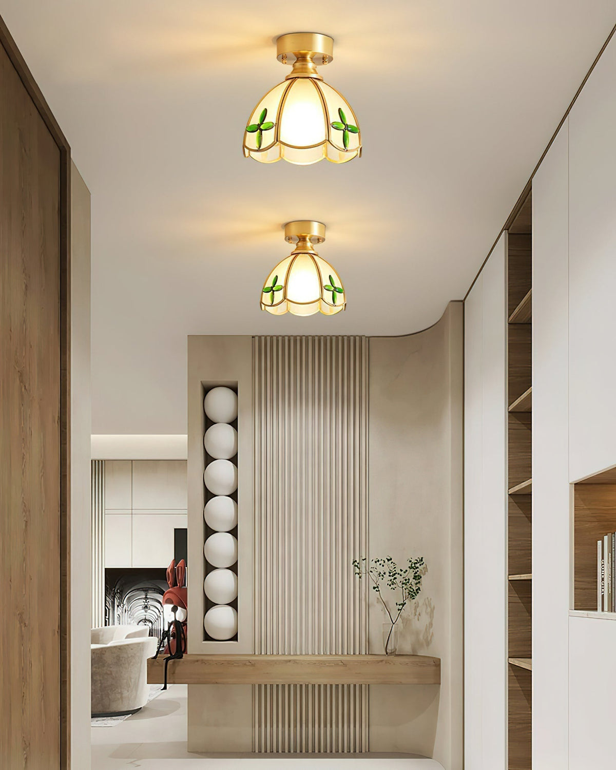 Nexo Tiffany-stijl plafondlamp met geëmailleerd glas