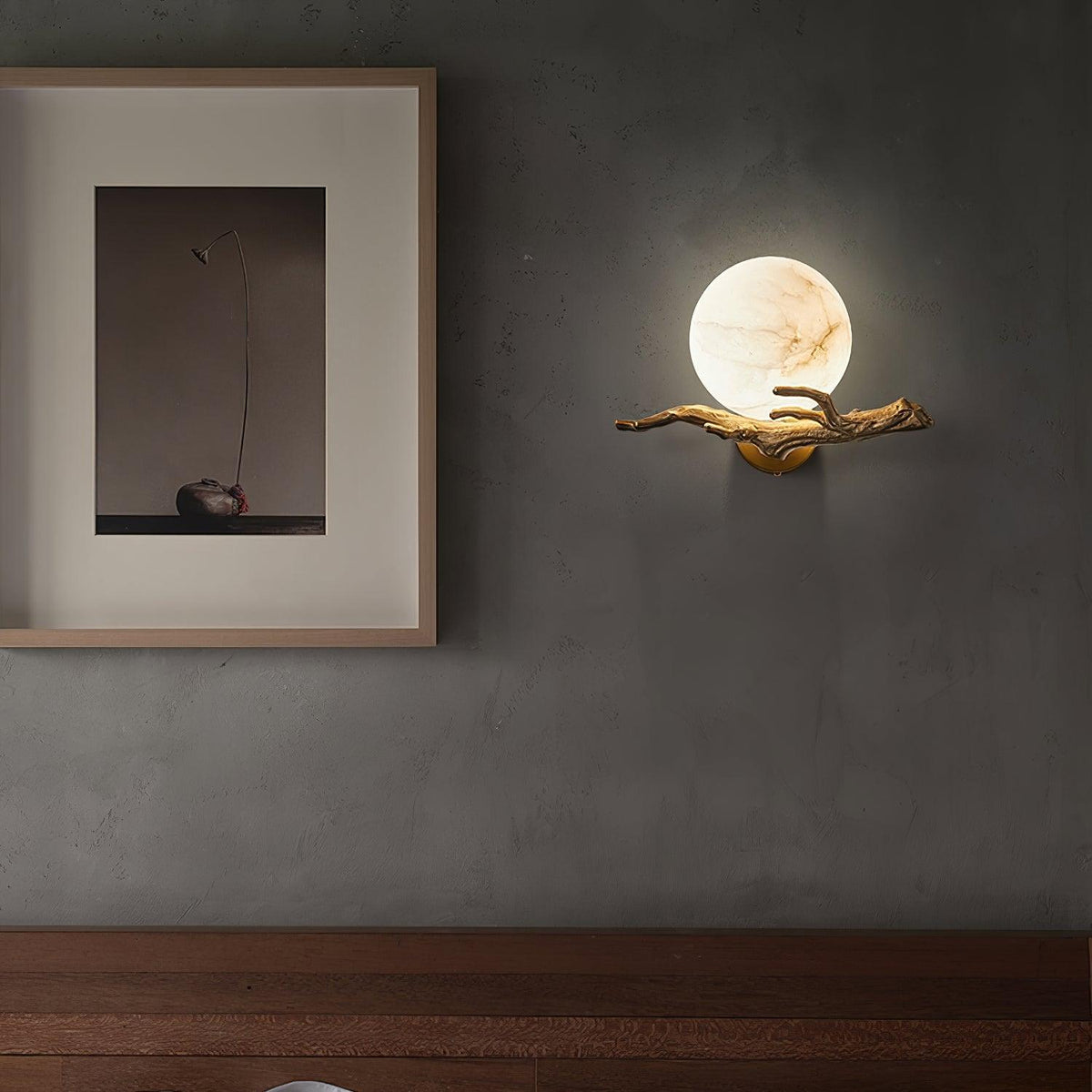Erixa Retro Twigs messing marmeren wandlamp