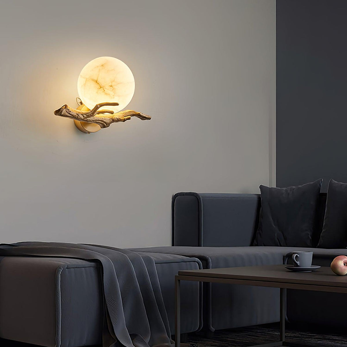 Erixa Retro Twigs messing marmeren wandlamp