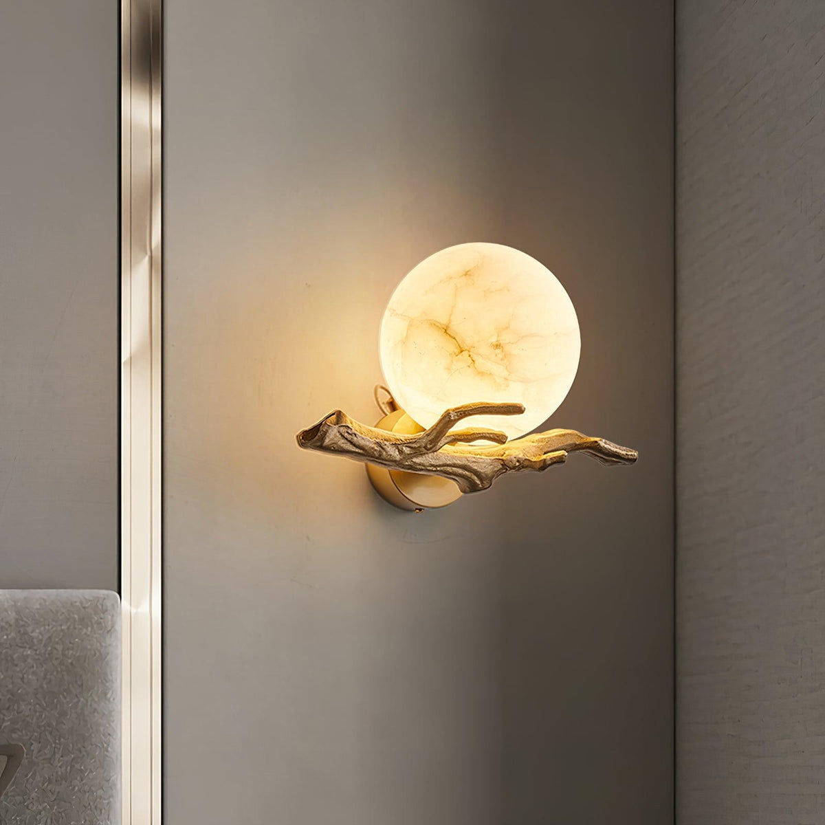 Erixa Retro Twigs messing marmeren wandlamp