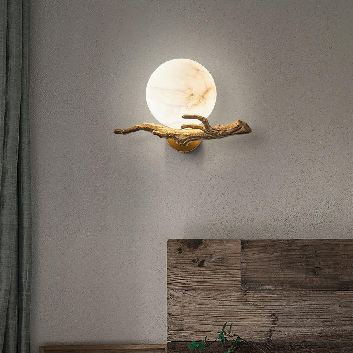 Erixa Retro Twigs messing marmeren wandlamp