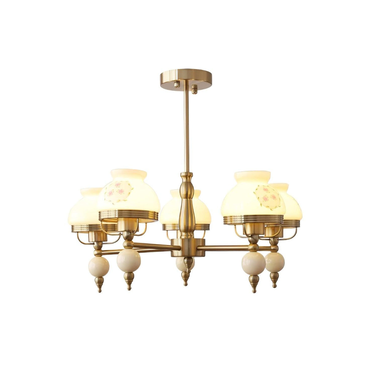 Vintage kroonluchter van glas en metaal voor eetkamer of woonkamer