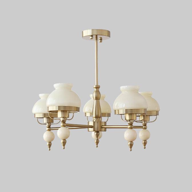Vintage kroonluchter van glas en metaal voor eetkamer of woonkamer