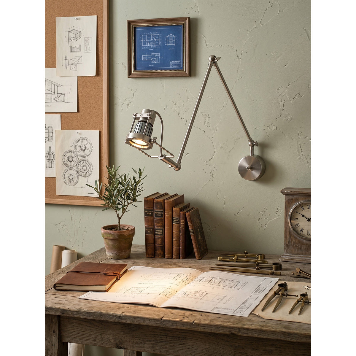 Reznor verstelbare arm wandlamp