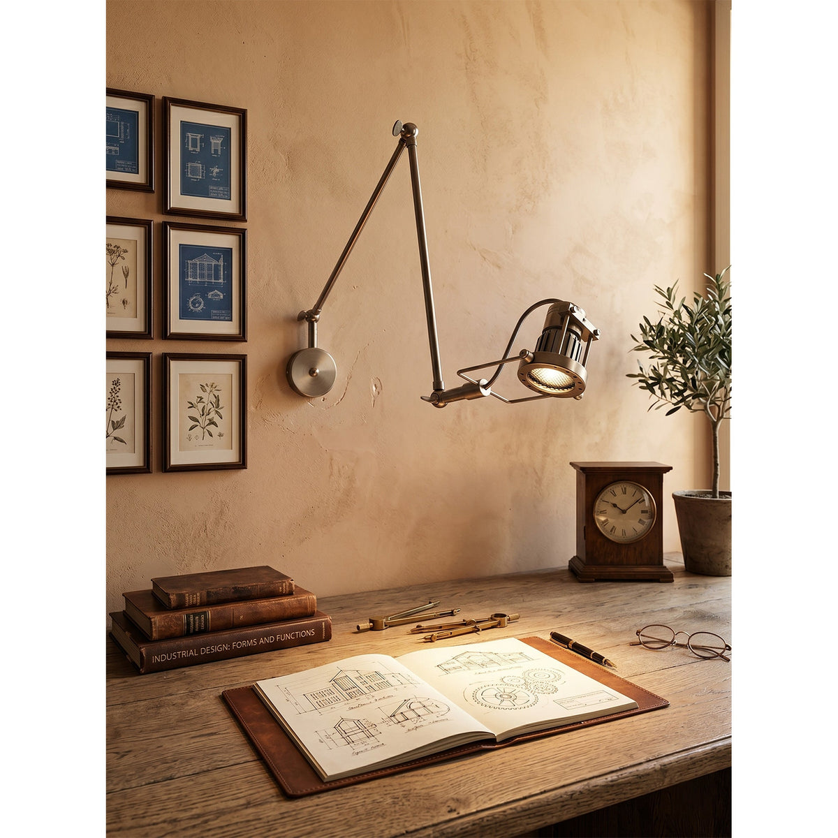 Reznor verstelbare arm wandlamp