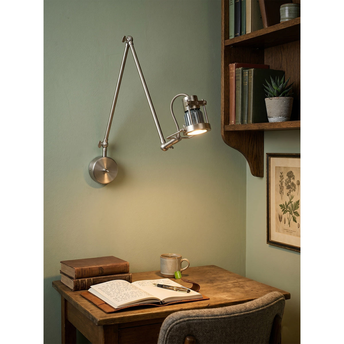 Reznor verstelbare arm wandlamp