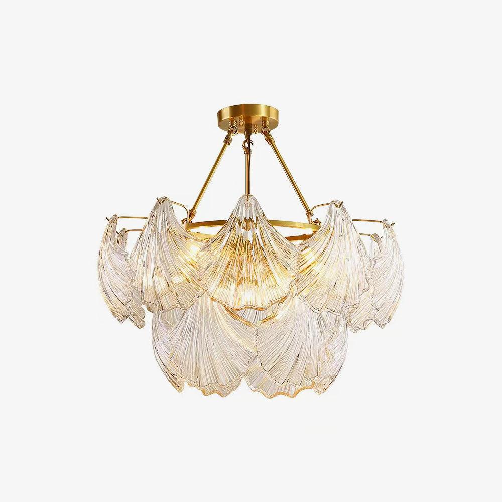 Veluaya plafondlamp met ribbelvormige glazen kap in goudkleurige afwerking