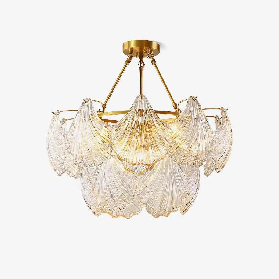 Veluaya plafondlamp met ribbelvormige glazen kap in goudkleurige afwerking