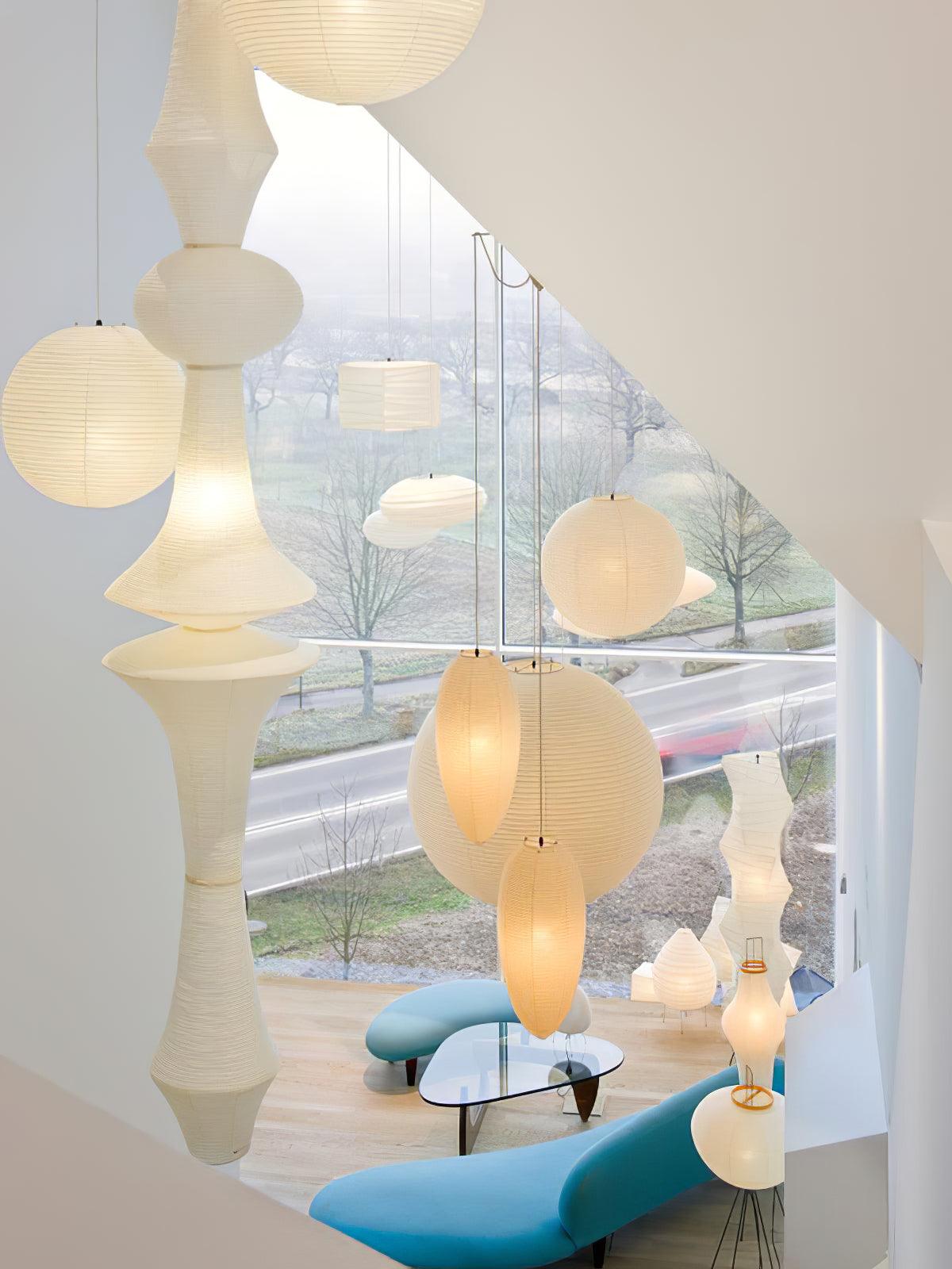 Lunirena hanglamp Washi-papier E voor woonkamer