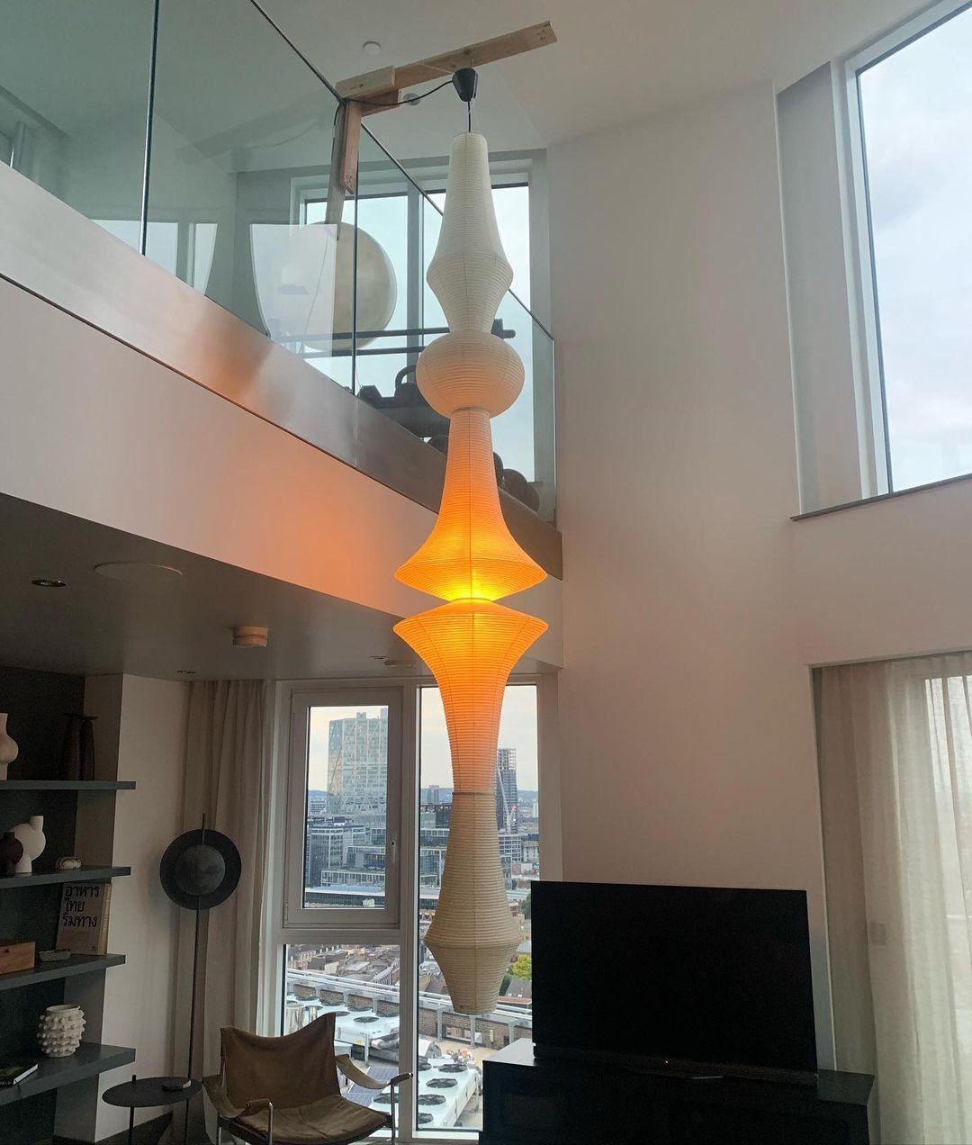 Lunirena hanglamp Washi-papier E voor woonkamer