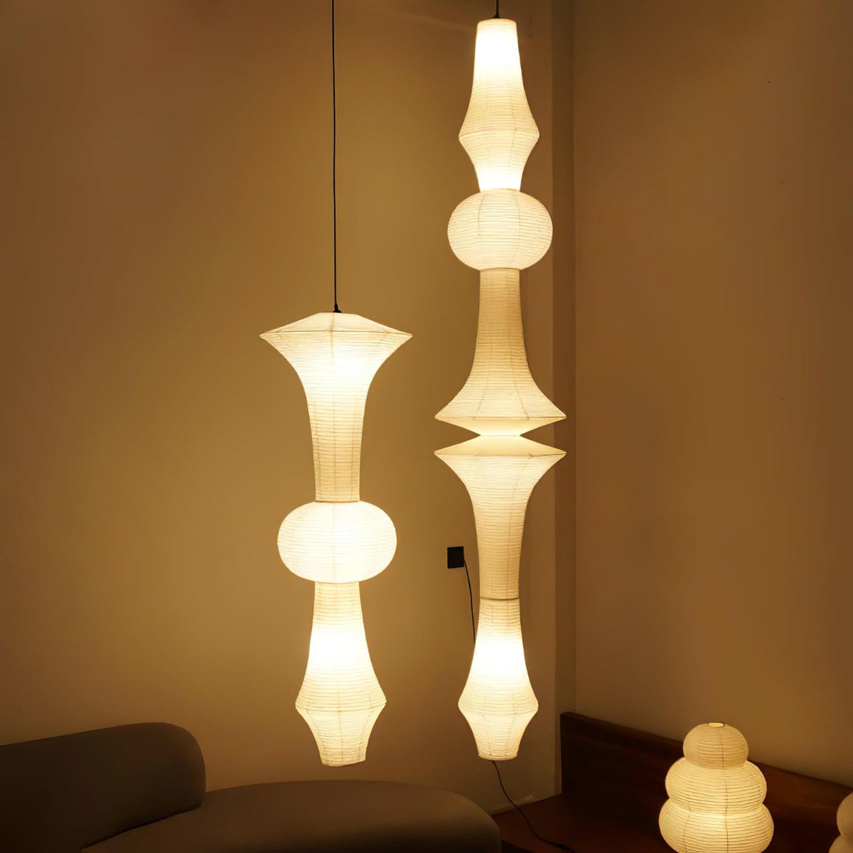 Lunirena hanglamp Washi-papier E voor woonkamer