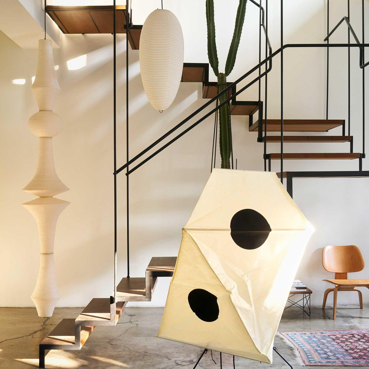 Lunirena hanglamp Washi-papier E voor woonkamer