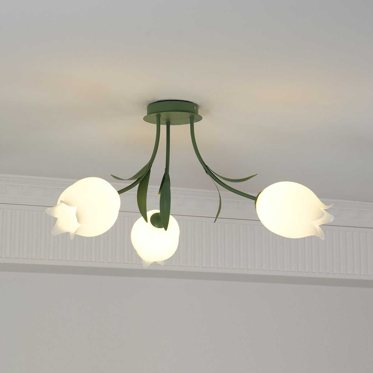 Ivory plafondlamp Lily Flower Blossom Groene Basis