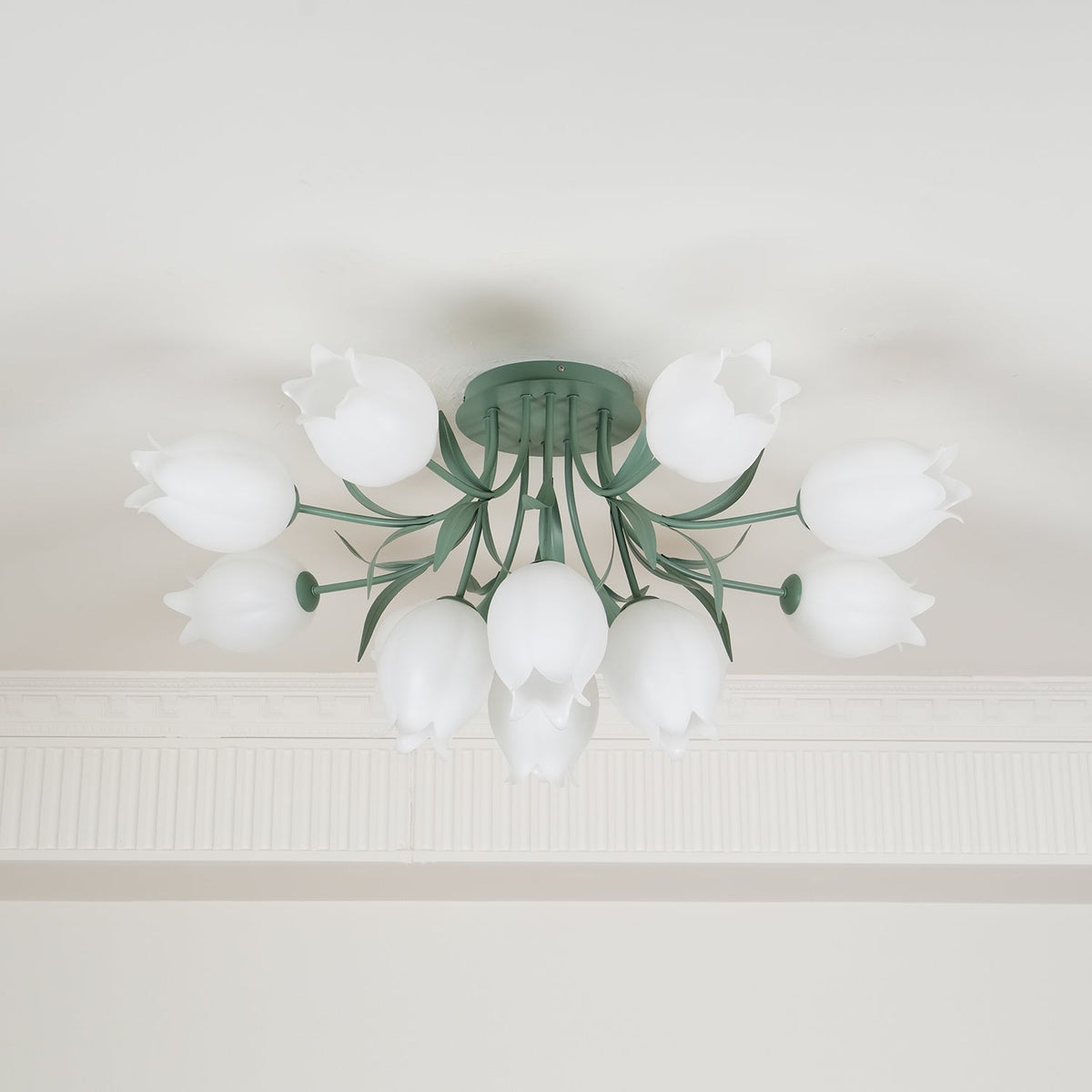 Ivory plafondlamp Lily Flower Blossom Groene Basis