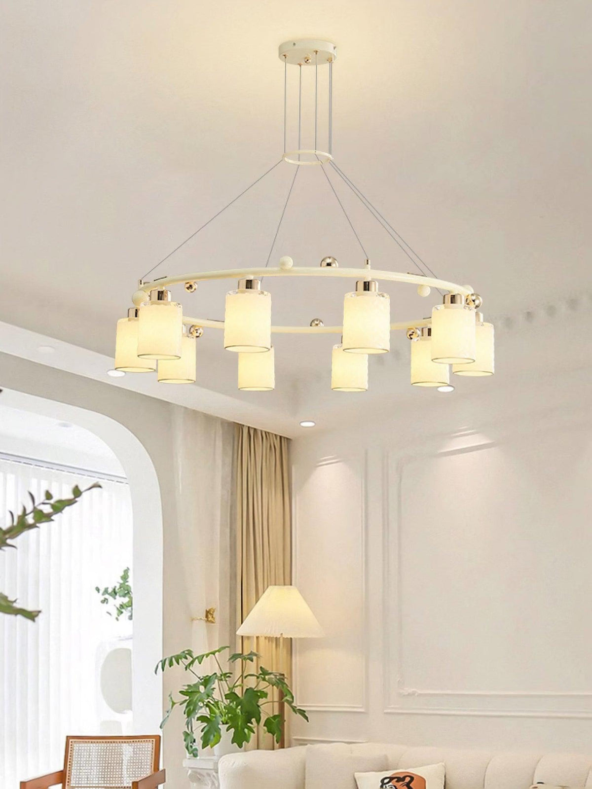 Alsile Japandi-stijl kroonluchter met matglas