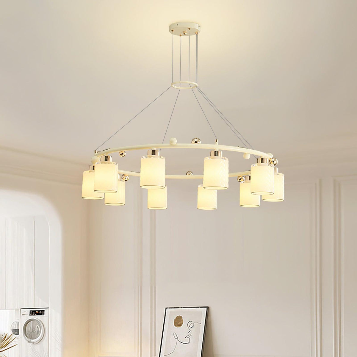 Alsile Japandi-stijl kroonluchter met matglas