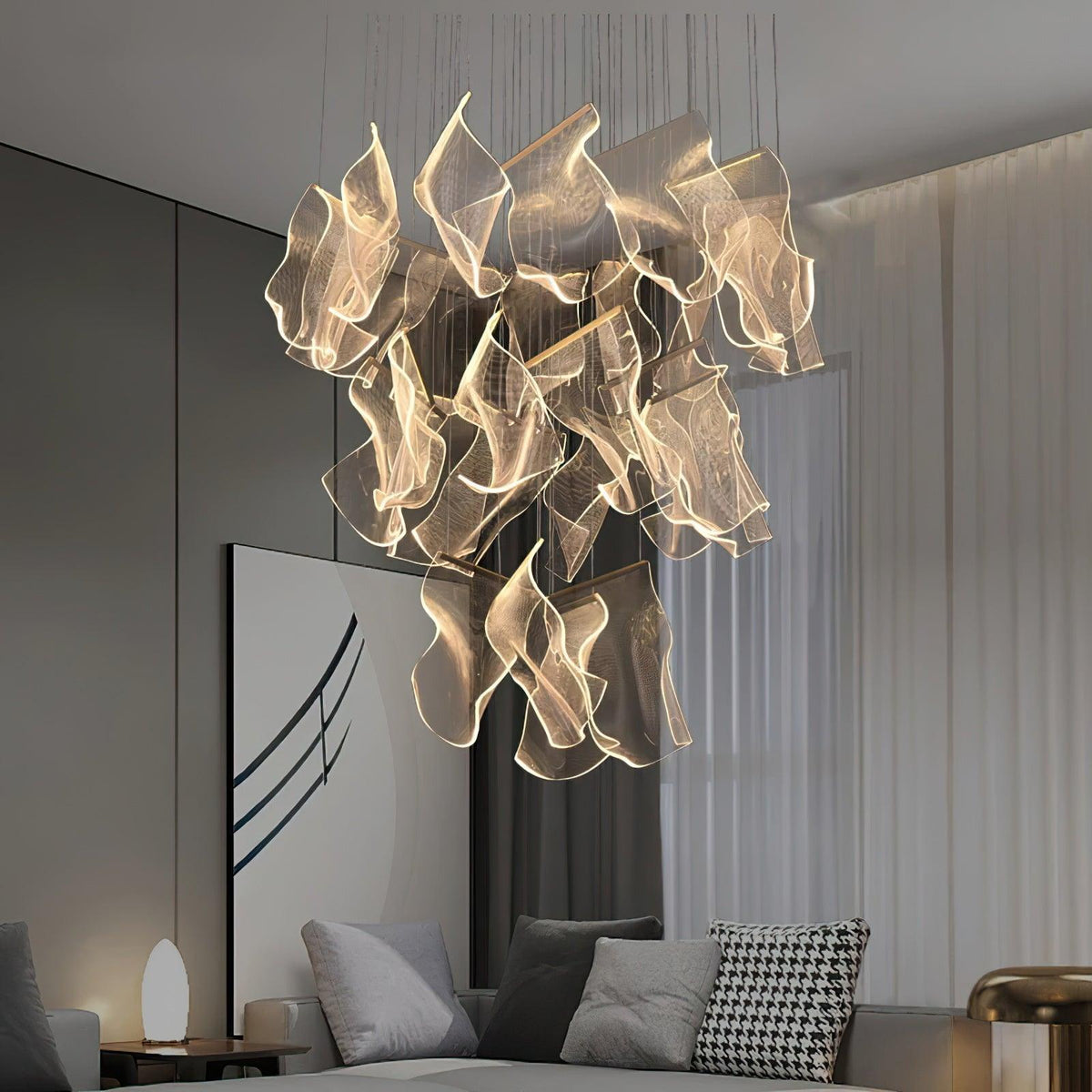 Lucuian kroonluchter acrylaat LED abstract zwevend kunstwerk