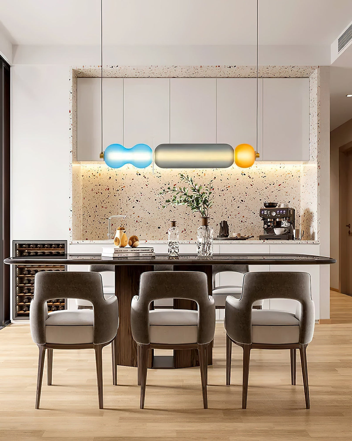 Lioririse hanglamp met gekleurde glas modern