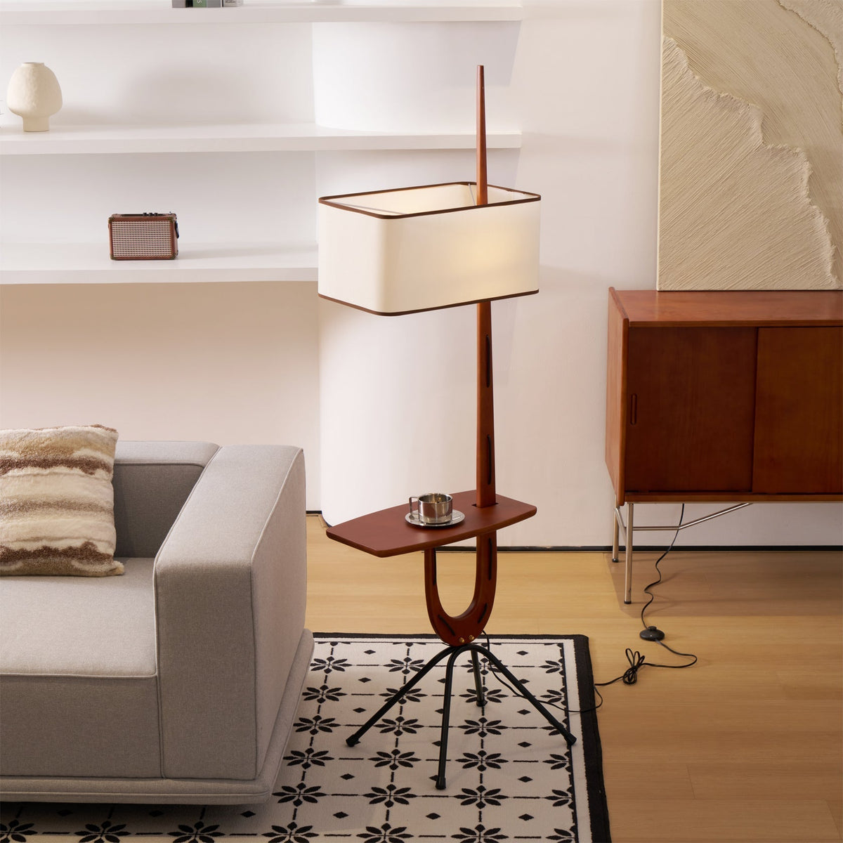 Vemara Mid Century Houten vloerlamp