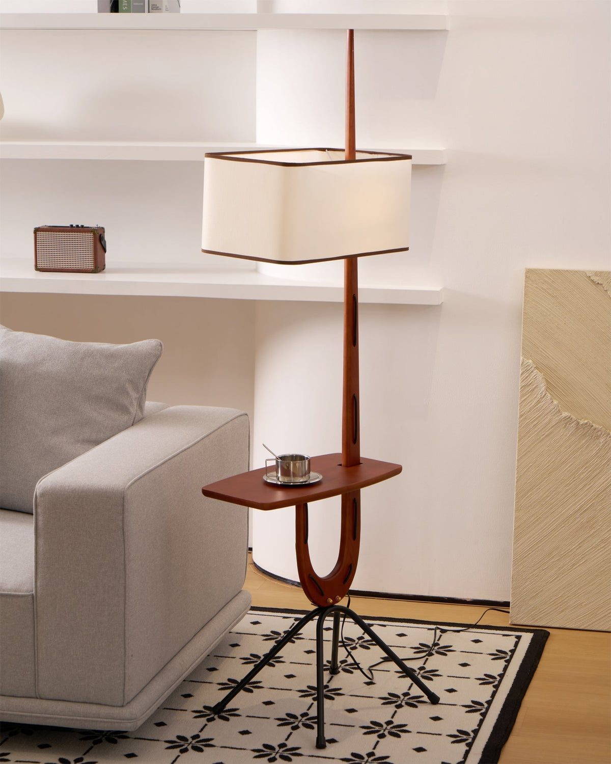 Vemara Mid Century Houten vloerlamp