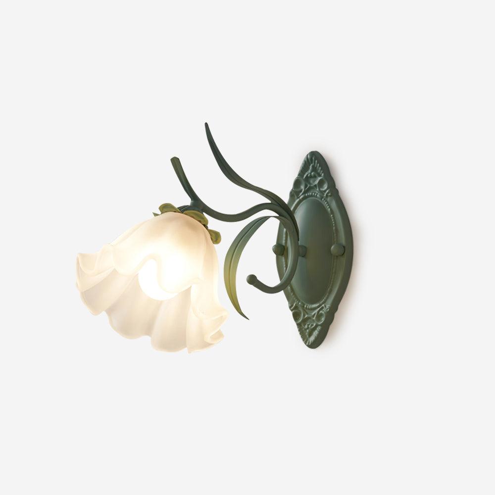 Vintage wandlamp met bloemmotief in glas voor slaapkamer en woonkamer