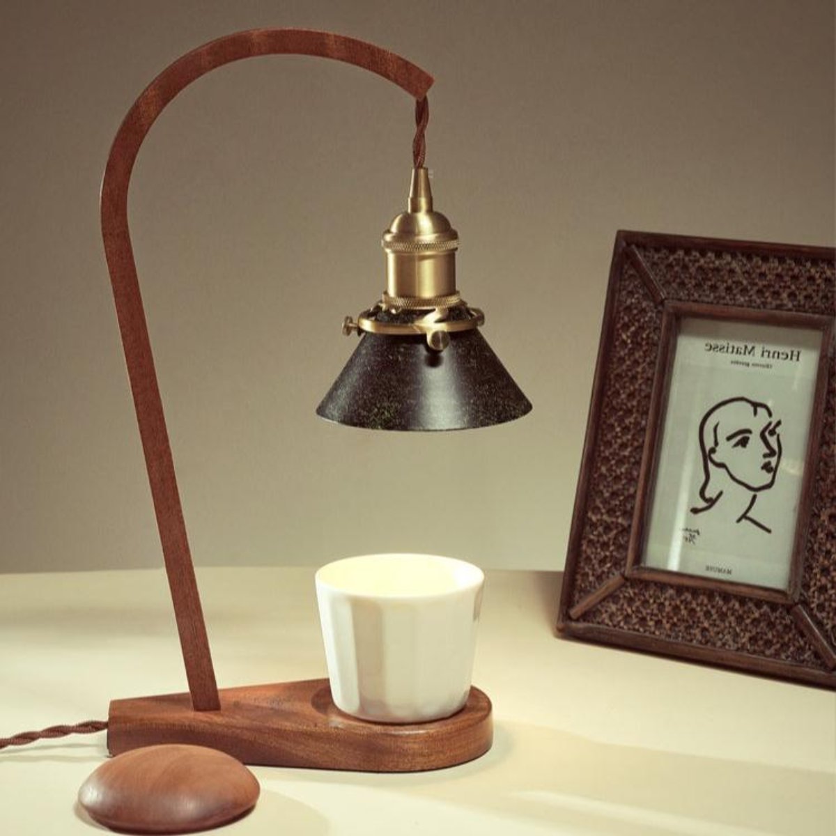 Aldorira Houten tafellamp Mid-Century Modern
