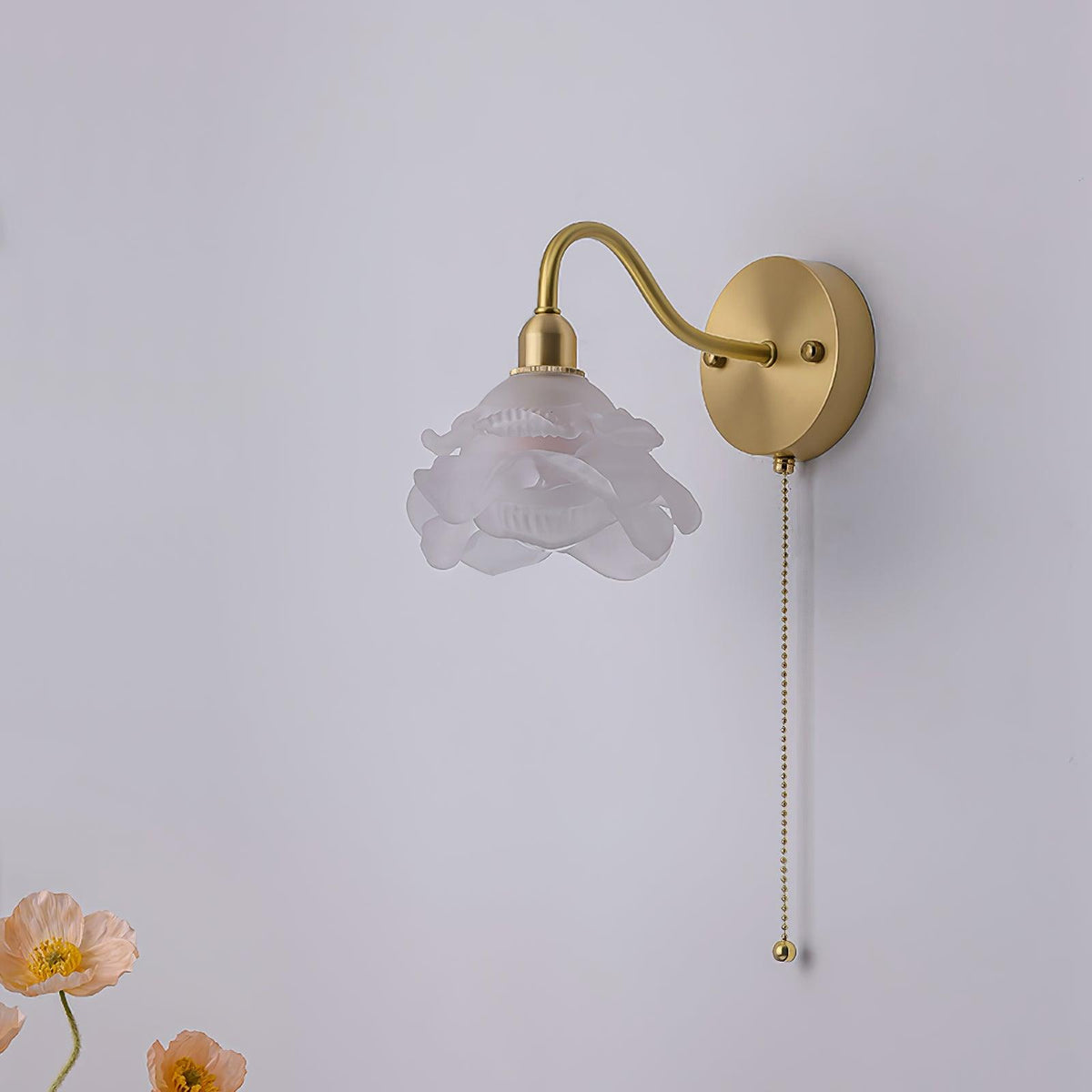 Aneris Noordse kunst Rose messing wandlamp met glas